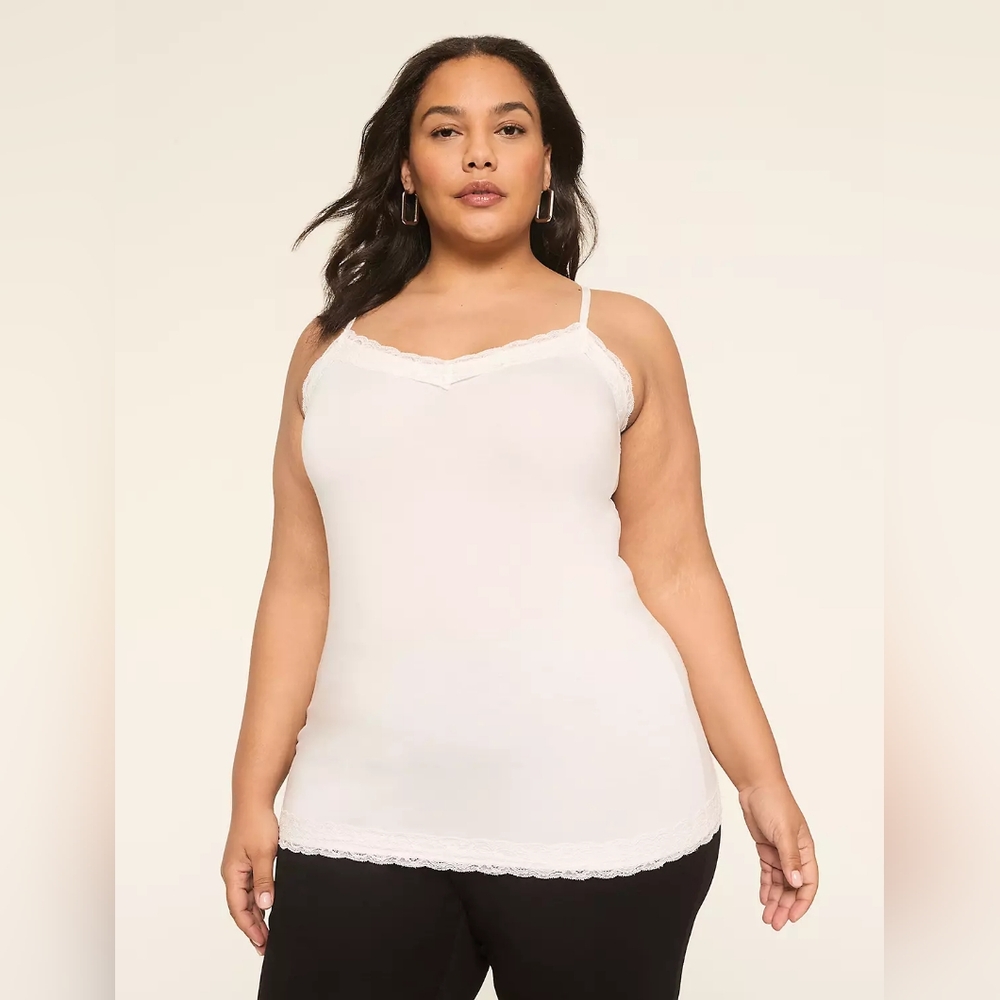 Lane Bryant Cream White Lace Trim Cami Top Size 14/16